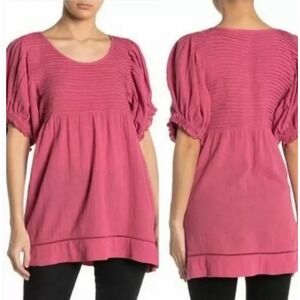 FREE PEOPLE Elsie Tunic Top Pink With Love Oversized S‎
